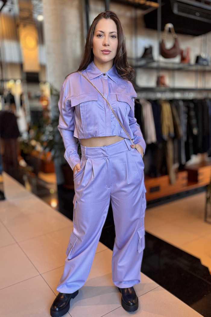 CALCA CARGO VIOLET  ROXO CLARO JOHN JOHN