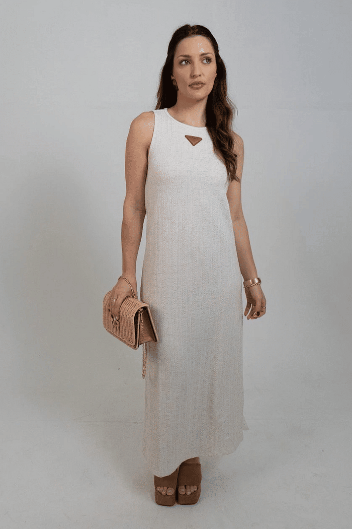 VESTIDO SUPER MIDI BEGE LANÇA PERFUME