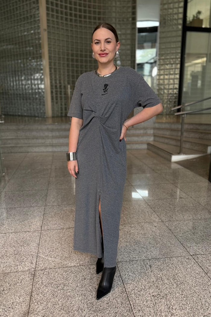 VESTIDO ADDISON CINZA MESCLA JOHN JOHN