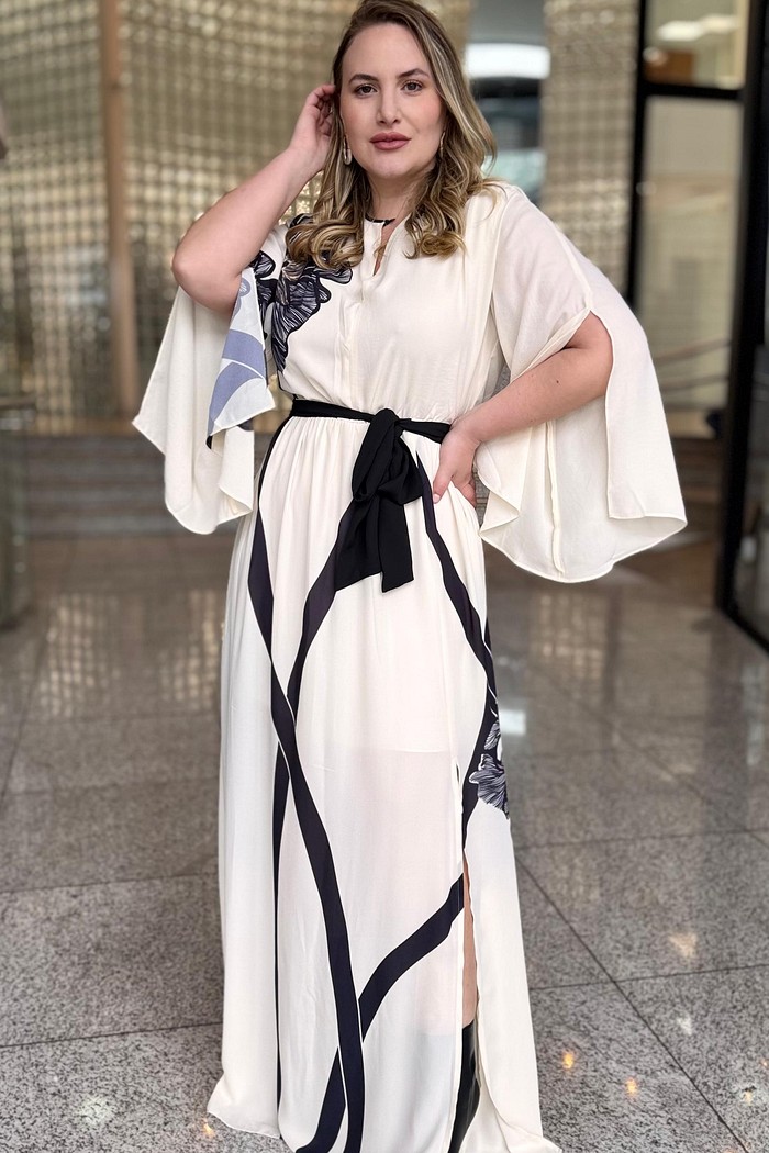 VESTIDO SOLTO   LONGO BEGE MARIA VALENTINA