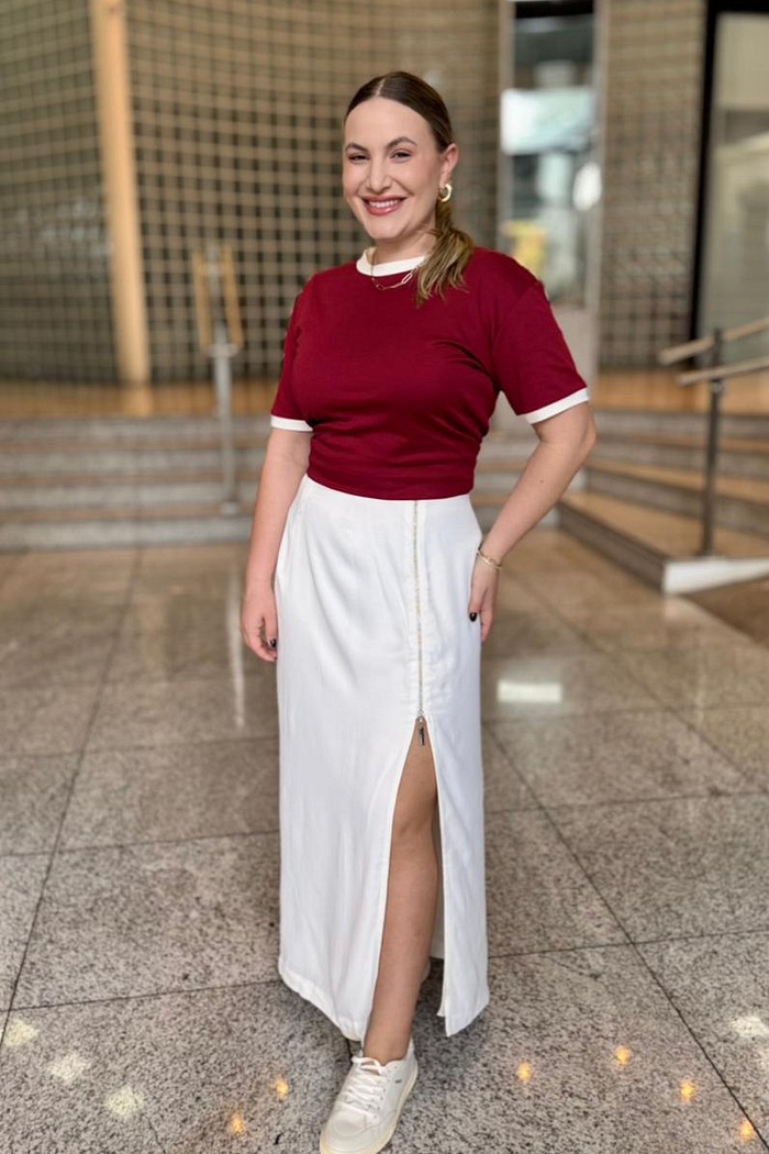 SAIA RETA ALTA MIDI OFF WHITE MORENA ROSA