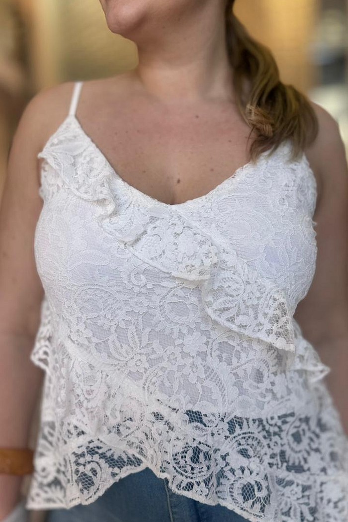 BLUSA BABADOS RENDA OFF WHITE MY PLACE