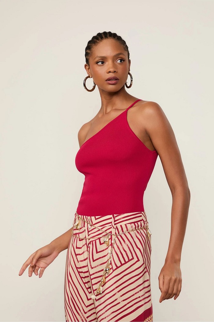 REGATA UM OMBRO SO TRICOT COLOR ANIMALE