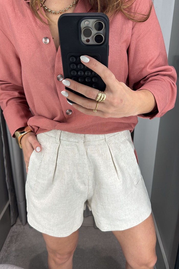 SHORT ALFAIATARIA COM LINHO LANÇA PERFUME