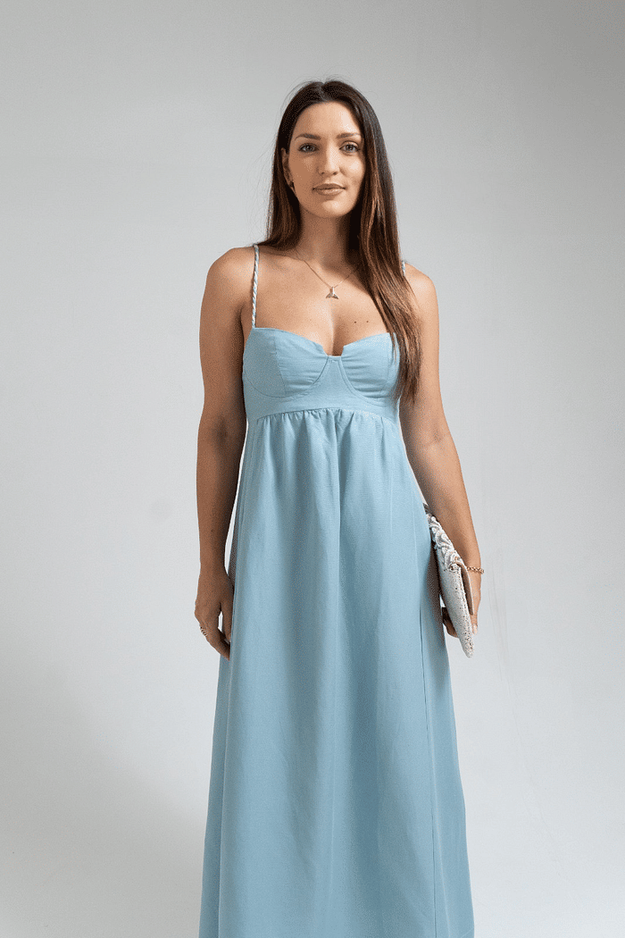 VESTIDO MIDI MEIA TACA AZUL ANIMALE