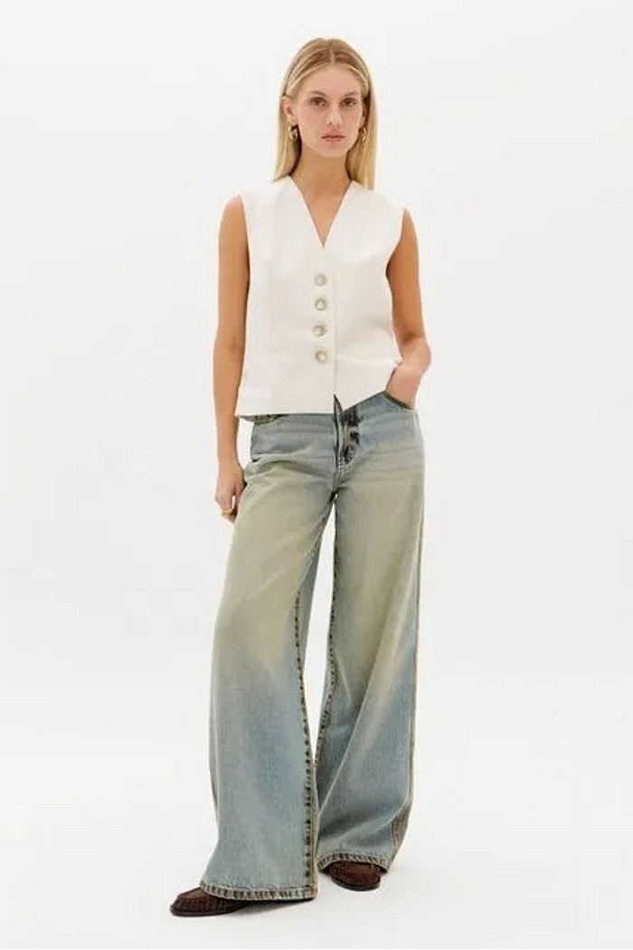 CALCA JEANS WIDE LEG HIGH LANÇA PERFUME