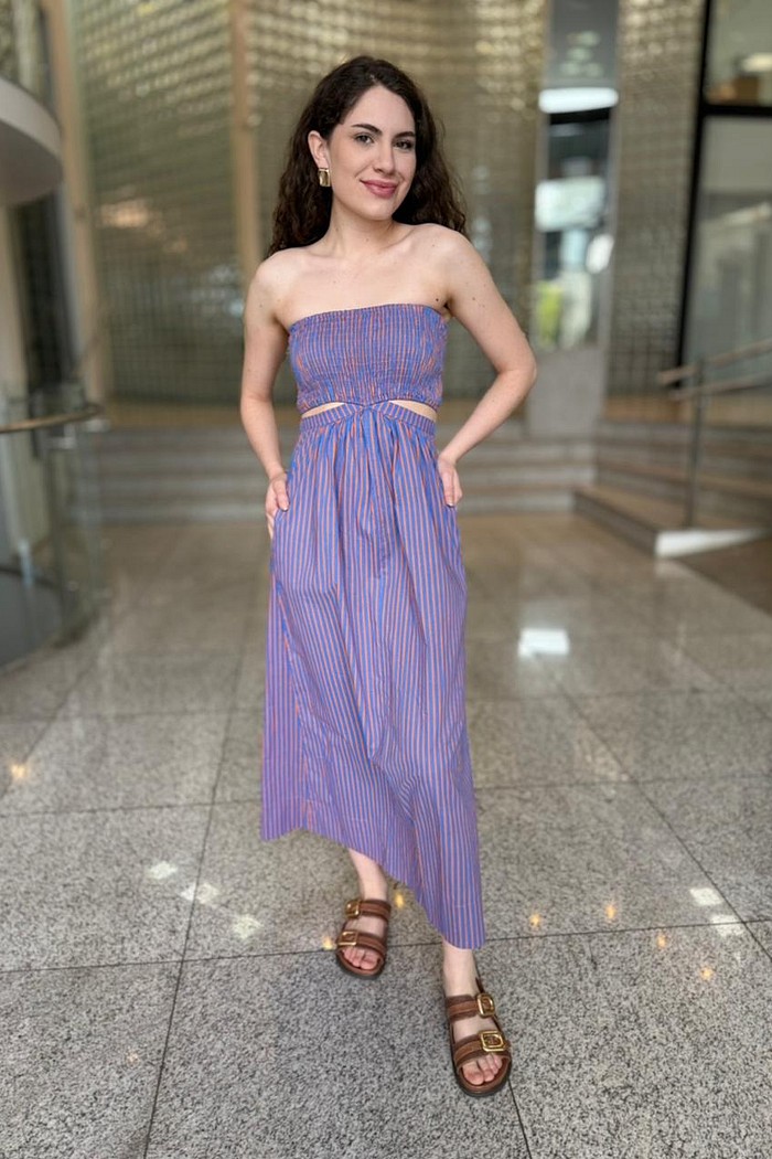 VESTIDO SEM ALCA LISTRADO - 38 - UNICA