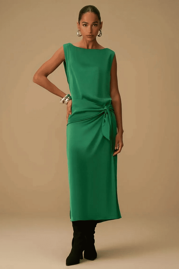 VESTIDO SOLTO DECOTE CANOA SEM MANGA LONGO  MARIA VALENTINA