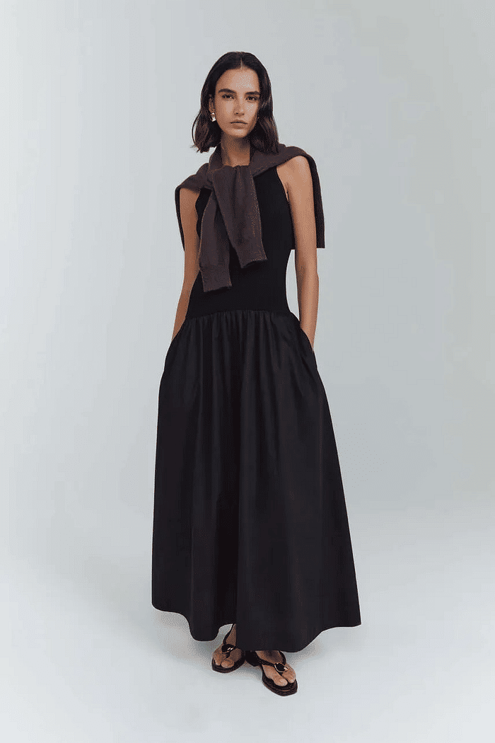 VESTIDO MIDI TRICOT PAT PRETO NV