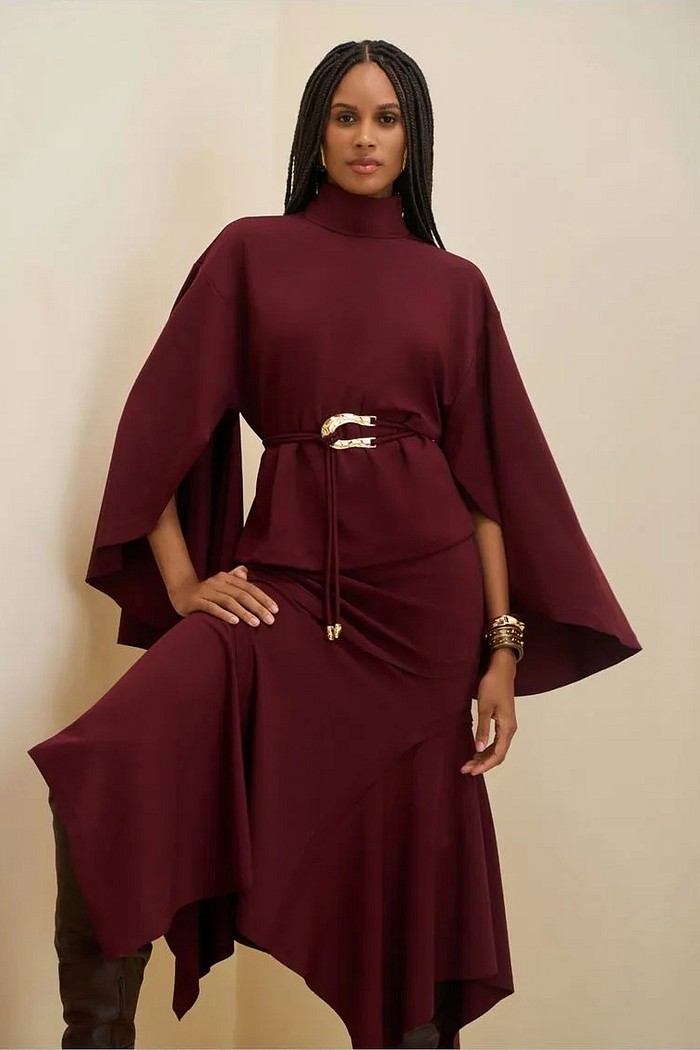 BLUSA OVERSIZED GOLA ALTA MANGA 7 OITAVOS PADRAO - BORDO