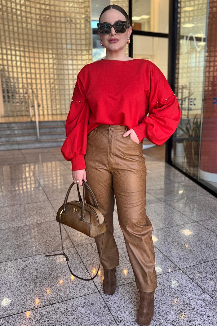 CALCA BAGGY CINTURA  ALTA  DE P.U LANÇA PERFUME