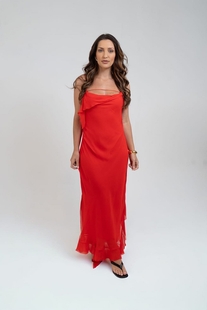 VESTIDO LONGO SLIP DESCONSTRUIDO VERMELHO ANIMALE
