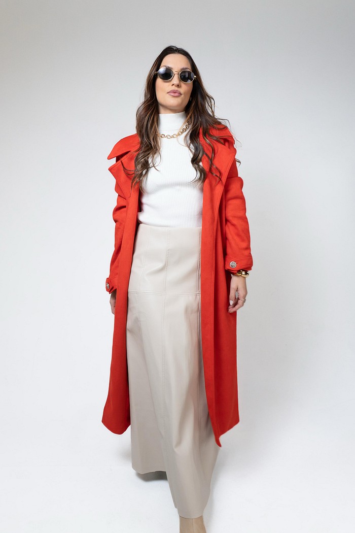 TRENCH COAT SUPER MIDI  LARANJA LANÇA PERFUME