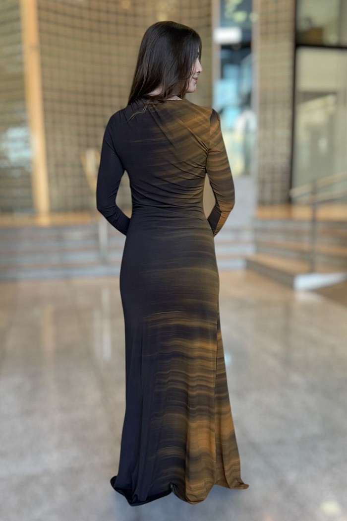 VESTIDO LONGO ESTAMPADO GOLDEN GRADIENT FORUM