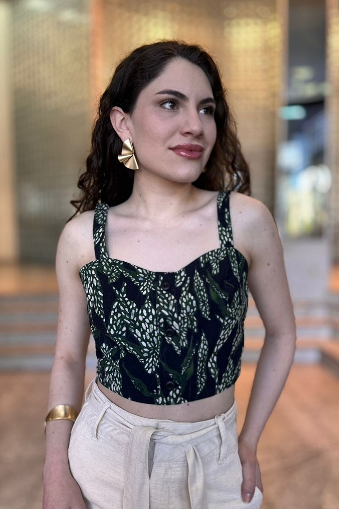 TOP ALFAIATARIA ALCA ESTAMPA MORENA ROSA