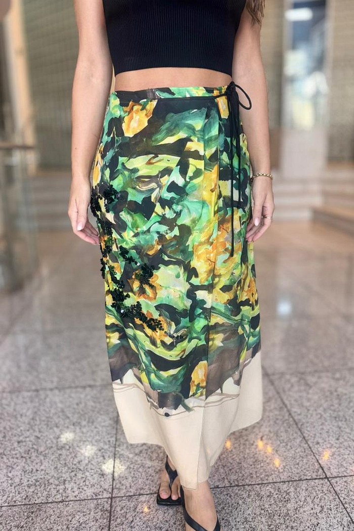 SAIA MIDI PAREO FLORAL MAKI ANIMALE