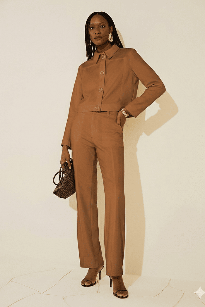 CALCA BOOT CUT ALTA MARROM MORENA ROSA