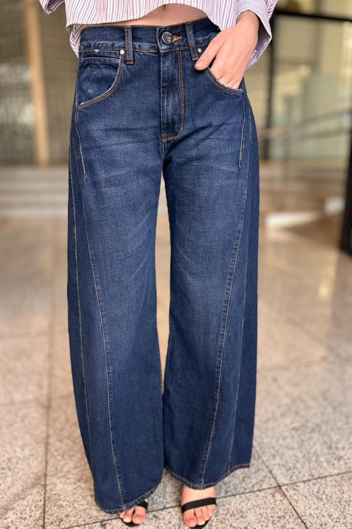CALÇA JEANS RETA RECORTE LATERAL CINTURA ANIMALE