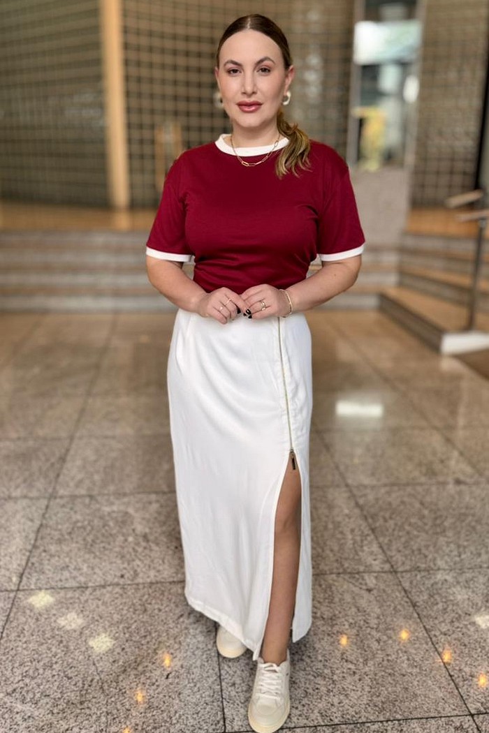 SAIA RETA ALTA MIDI OFF WHITE MORENA ROSA