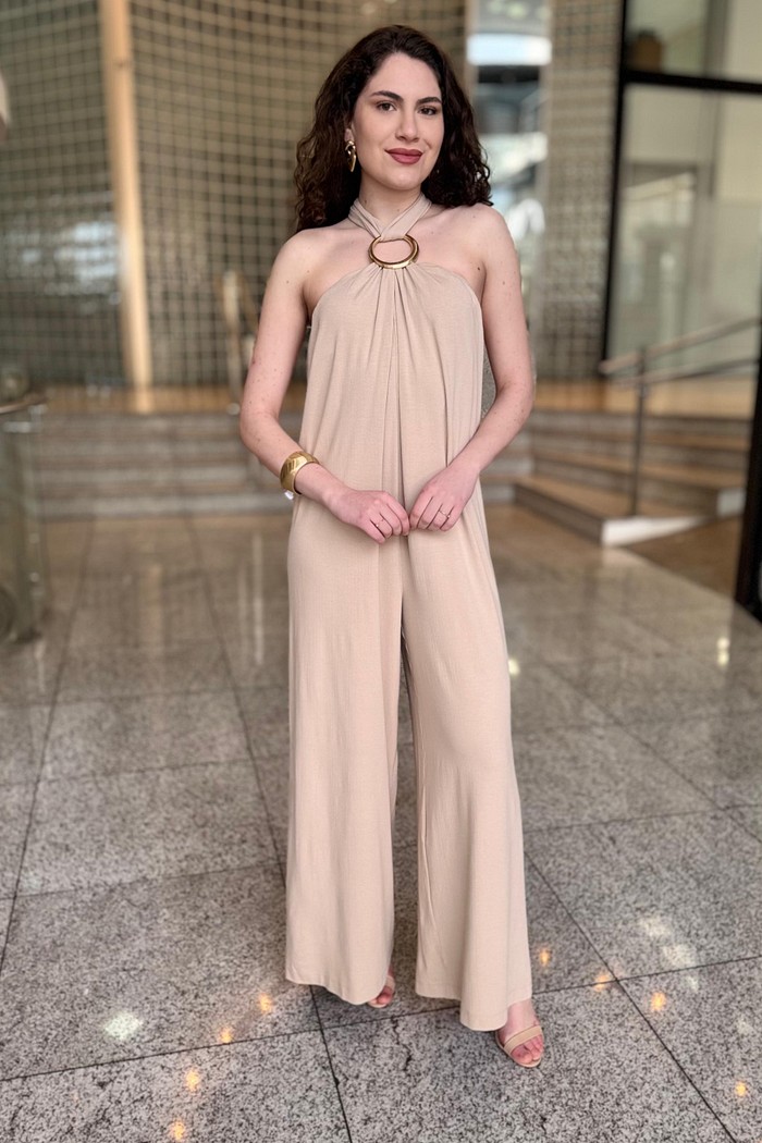 MACACAO LONGO FRENTE UNICA BEGE LANÇA PERFUME