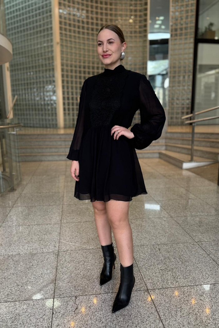 VESTIDO LIVIA COM RENDA PRETO ANIMALE
