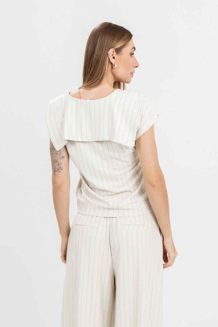 Conjunto Alfaiataria em Malha Risca de Giz