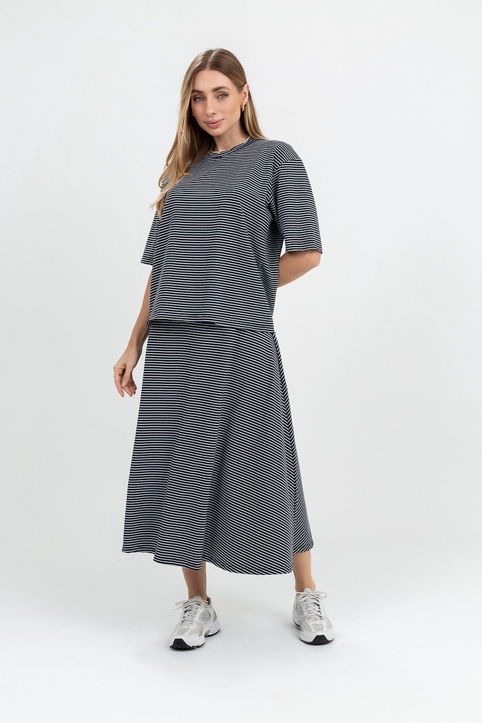 Saia Listras Comprimento Midi Godê