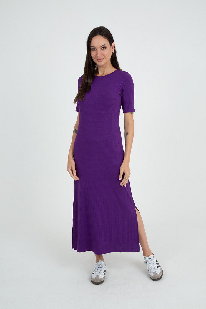 Vestido Midi Manga 3/4 Malha Trabalhada