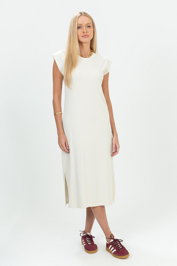 Vestido Midi Fendas Laterais Muscle Malha Trabalhada