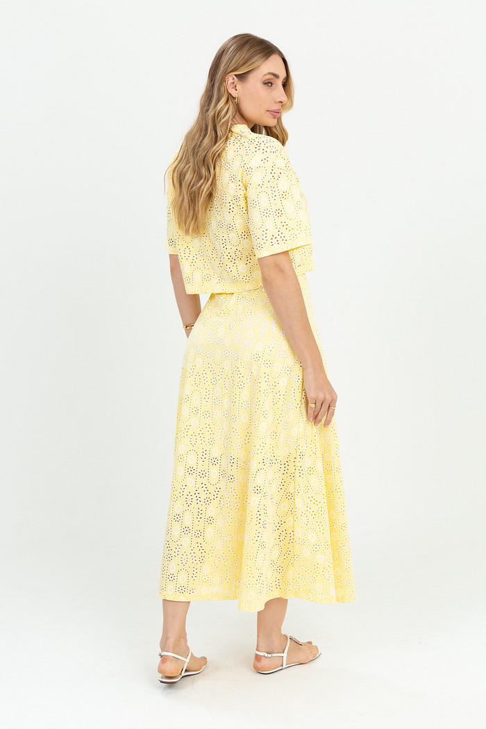 Saia Evasê em Malha Laise de Algodão