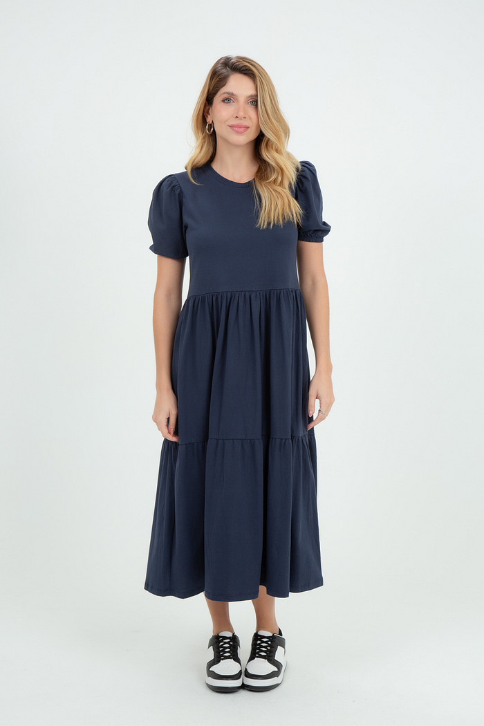 Vestido Três Marias com Manga Bufante