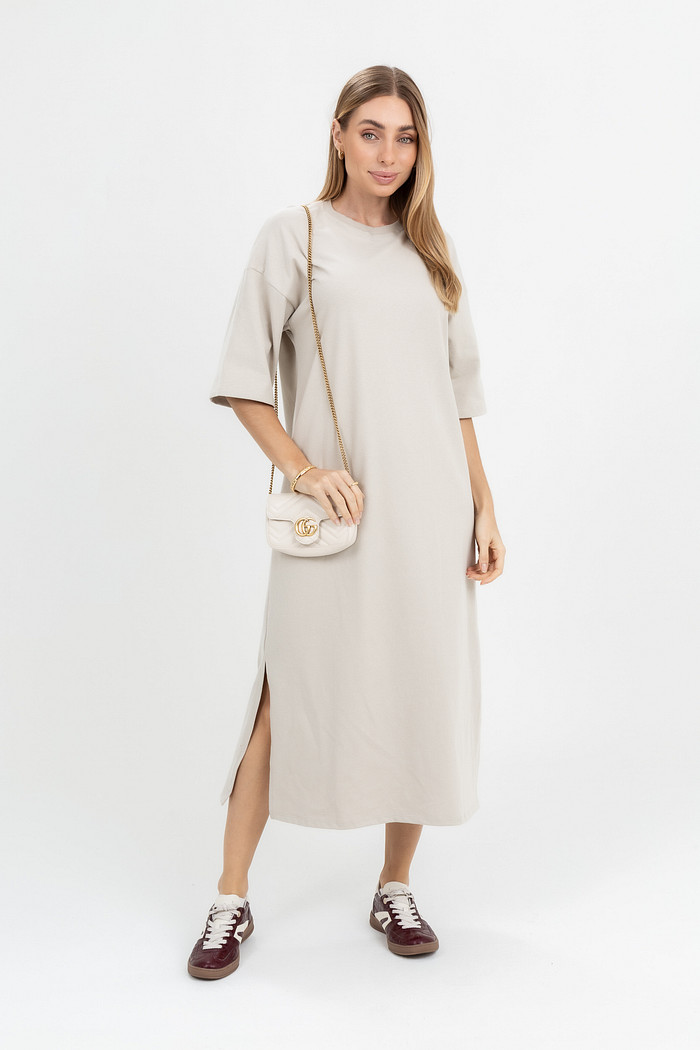 Vestido Oversized Ombro Deslocado Toque Macio