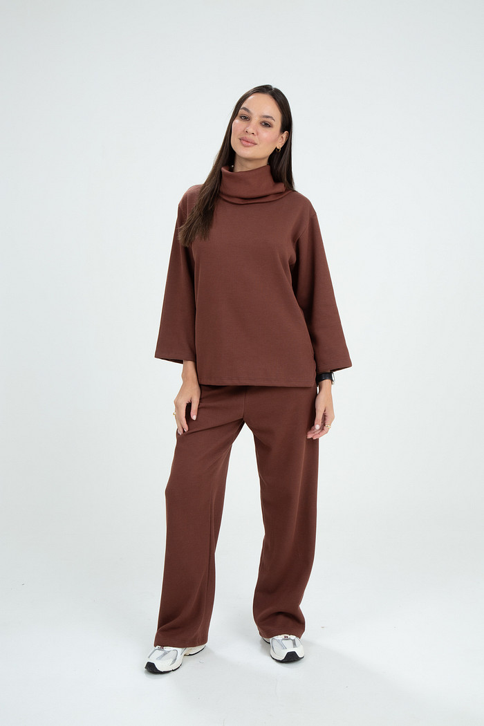 Conjunto Gola Volumosa de Ribana em Malha de Moletom