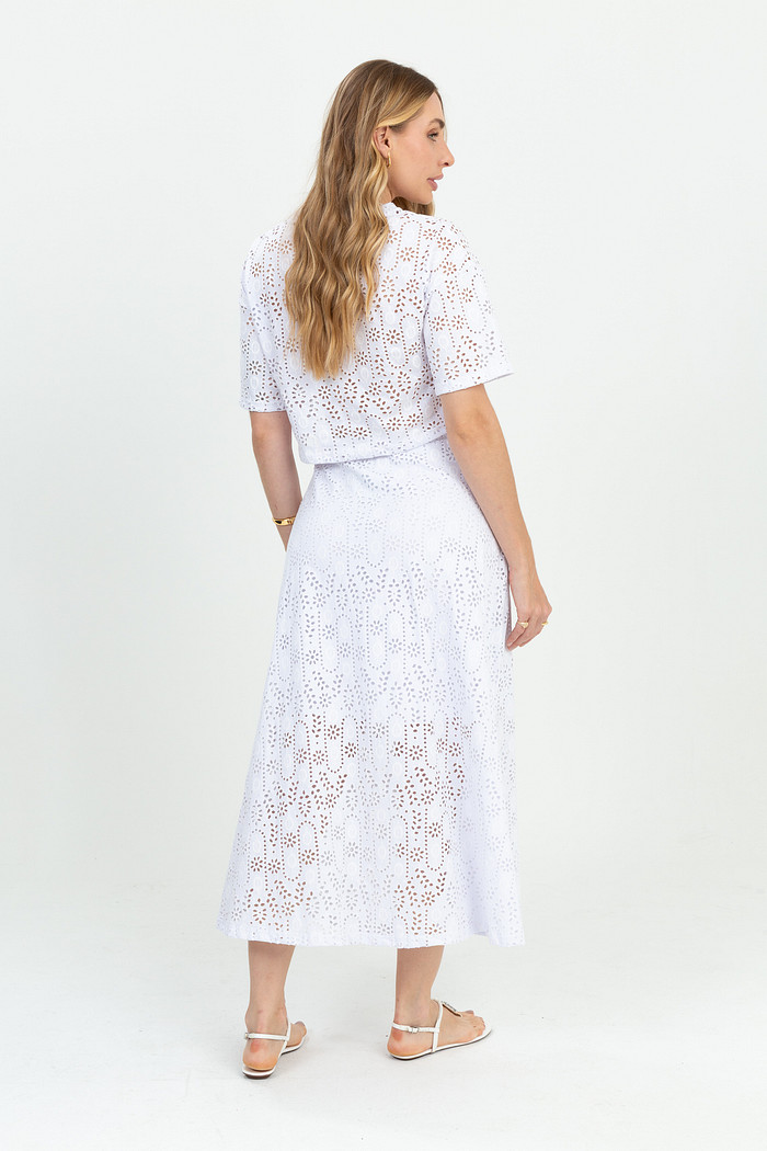 Saia Evasê em Malha Laise de Algodão