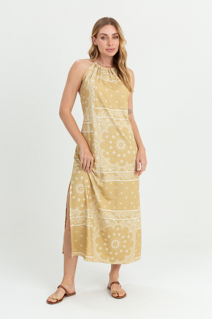 Vestido Frente Única Estampa Bandana