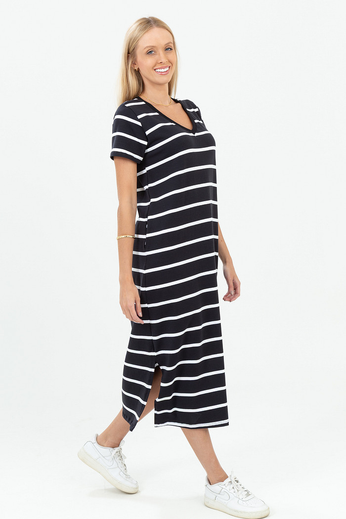 Vestido Algodão Solto Midi com Bolsos