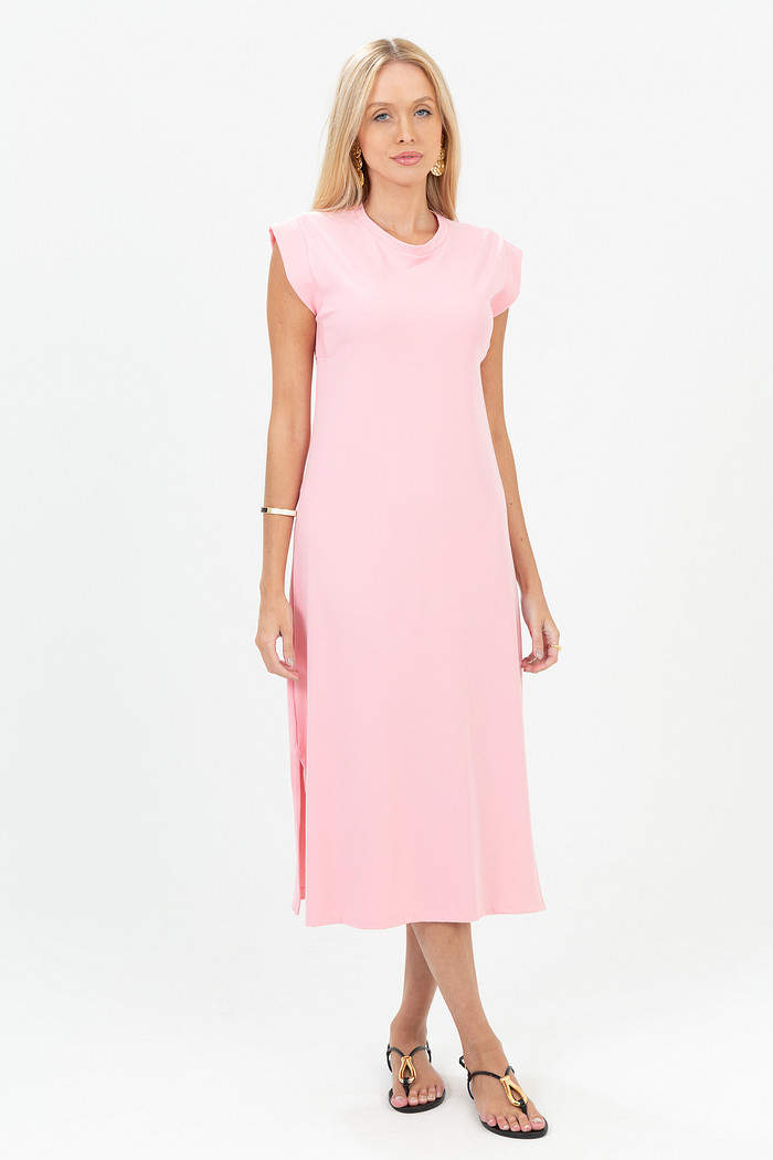 Vestido Midi Fendas Laterais Muscle Malha Trabalhada