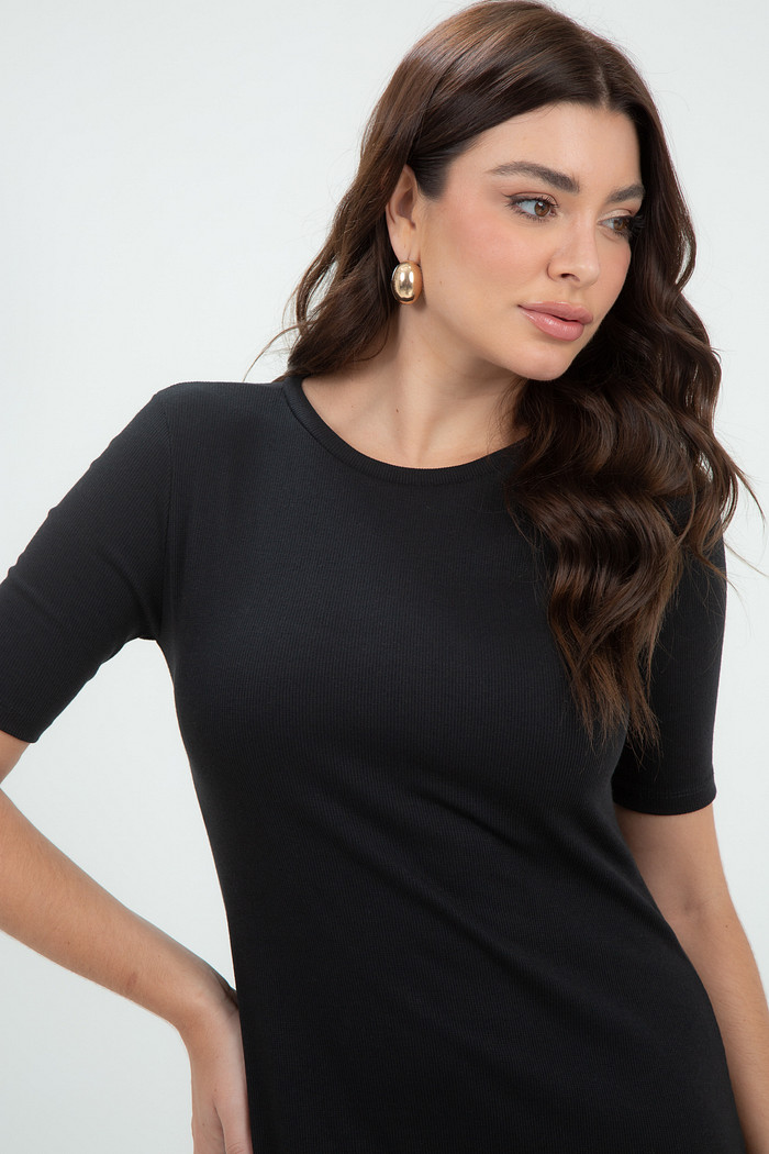 Vestido Feminino Viscose Midi com Fenda Lateral