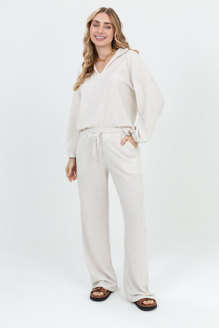 Conjunto Polo Comfort em Malha de LInho Off-White