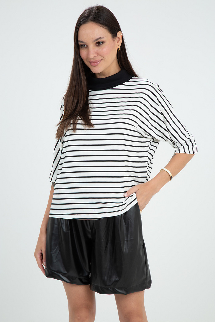 Blusa Morcego Manga 3/4 Gola Boba