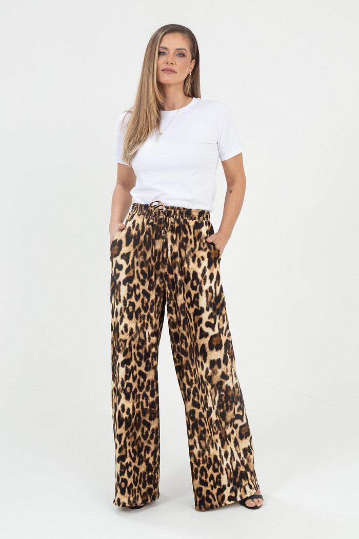 Calça Pantalona Viscolycra Onça