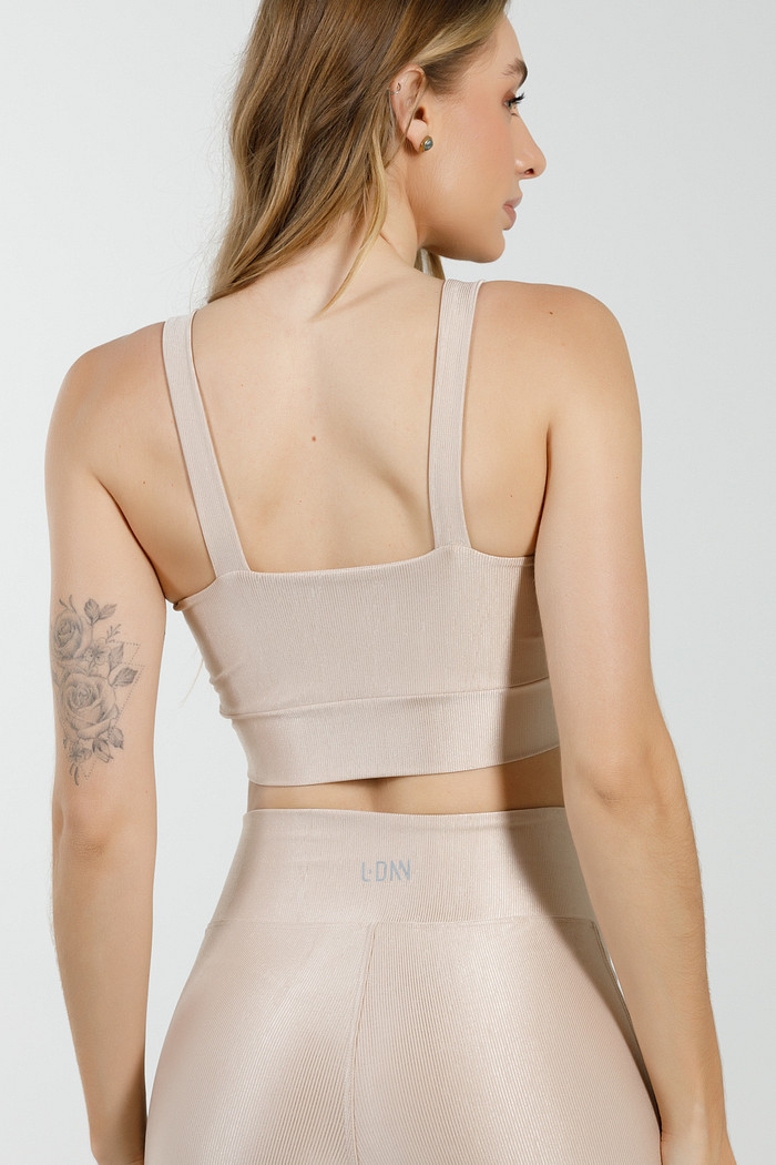 Top Canelado Alça Larga Nude