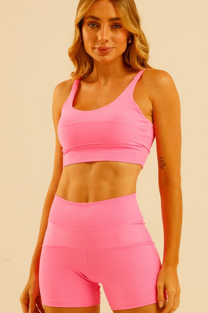 Shorts Matte Canelado Rosa