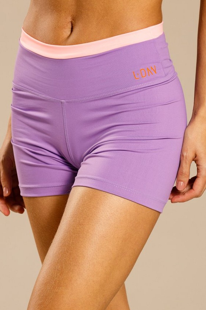 Shorts Madu Roxo Eletric e Coral Fluor