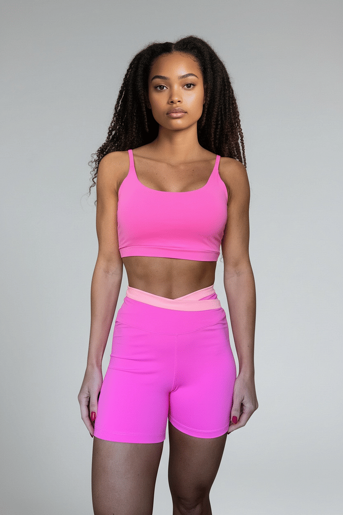 Shorts Ane Rosa Chiclete e Coral Fluor