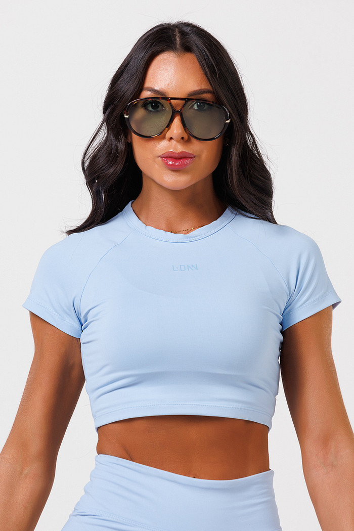 Blusa Manga Curta Azul Celeste