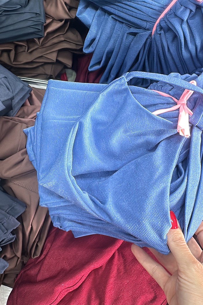 Top Canelado Alça Larga Azul Boy