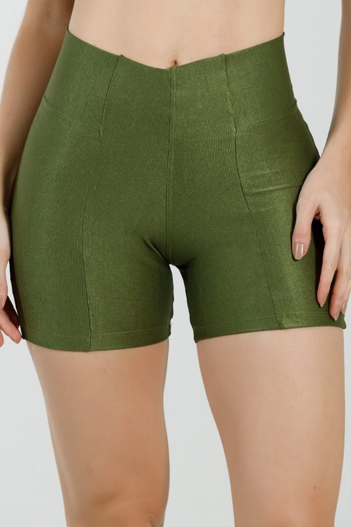 Shorts Canelado Verde Oliva