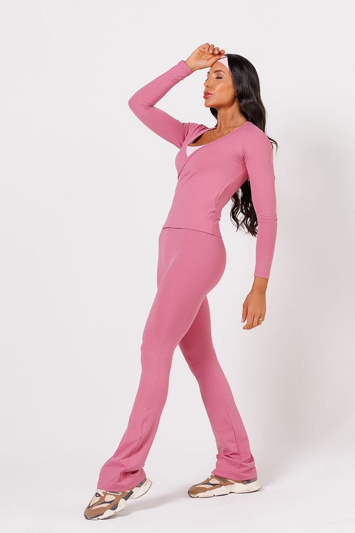 Conjunto Blusa + Legging Flare Rosa Blush