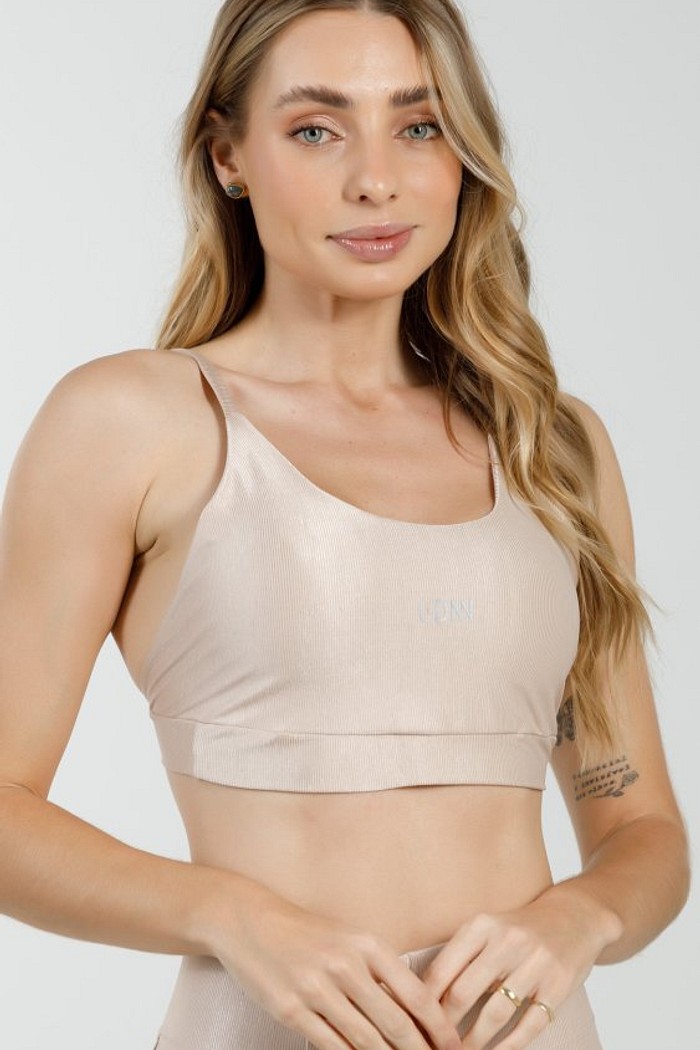 Top Canelado Alça Fina Nude